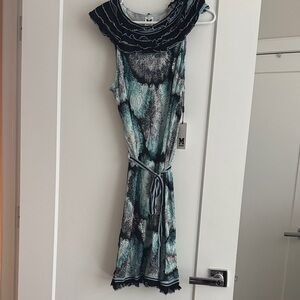 Missoni Chic Ruffled Black and Blue Dress